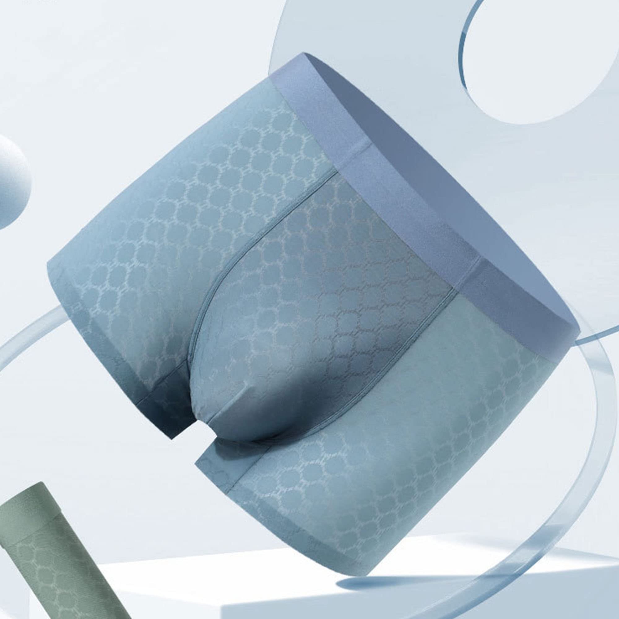 JEKE-DG Mens Ice Silk Mesh Boxer Briefs Breathable Cool Underwear Low Rise Stretch Boxers With Bulge Pouch (X-Large,Blue-1pc)