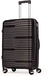 Mala De Viagem Média 23Kg Polipropileno Rodas Duplas 360 Fibra Rígida Leve Resistente Para Despachar (PRETO, MÉDIA)