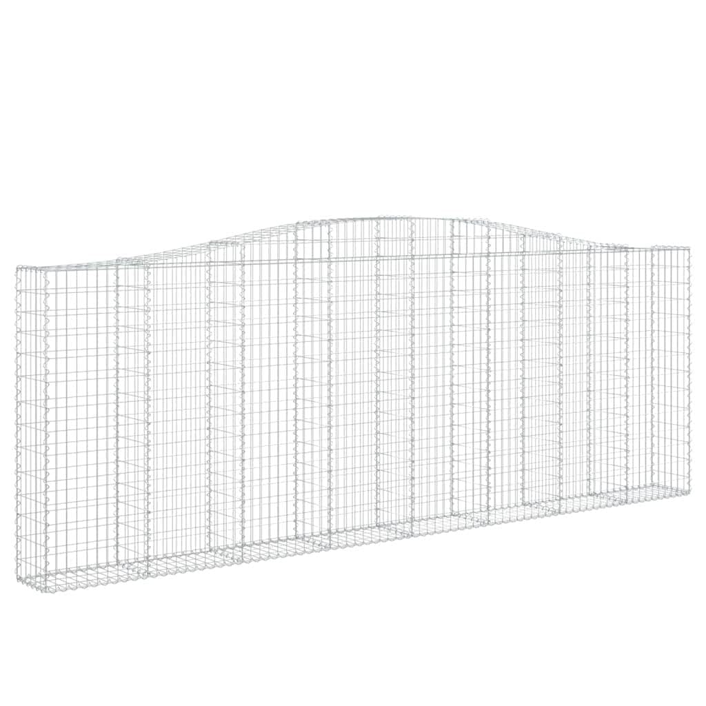 Gaviones con arco alto, 4 unidades, 400 x 30 x 140/160 cm, hierro galvanizado, para barrera de jardín y protección visual, como pared decorativa de gaviones insonorizada, de resistente