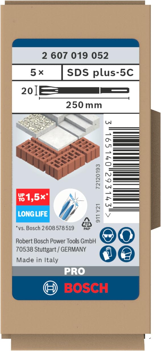 Bosch Professional Flachmeißel Long Life SDS-plus (5 Stück)