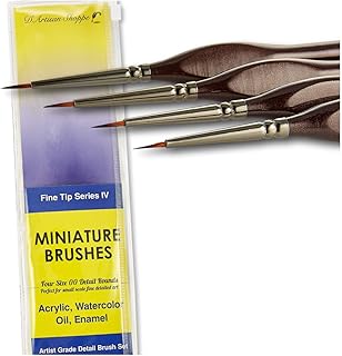 Fine Tip Paint Miniature Brushes. 4pc Round 00 Detail Paintbrushes Set for Acrylic Watercolor Oil - Art, Model Craft, Miniature Painting, Hobby Painting, Tabletop Figures, and Paint by Numbers Kits