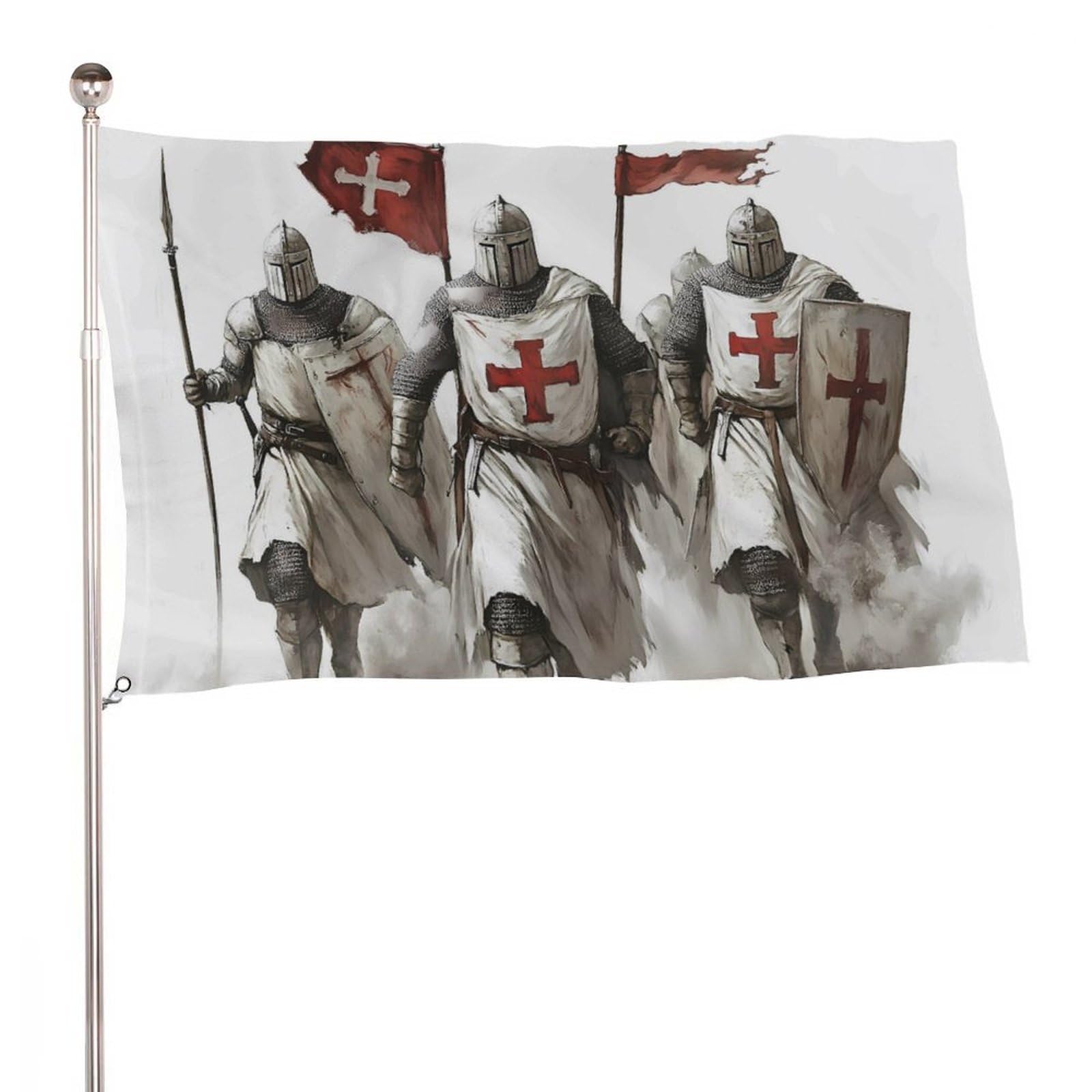 Knights Templar Multifunctional Garden Flag Printed Welcome House Flags Memorial Day Banners for Yard Outdoor