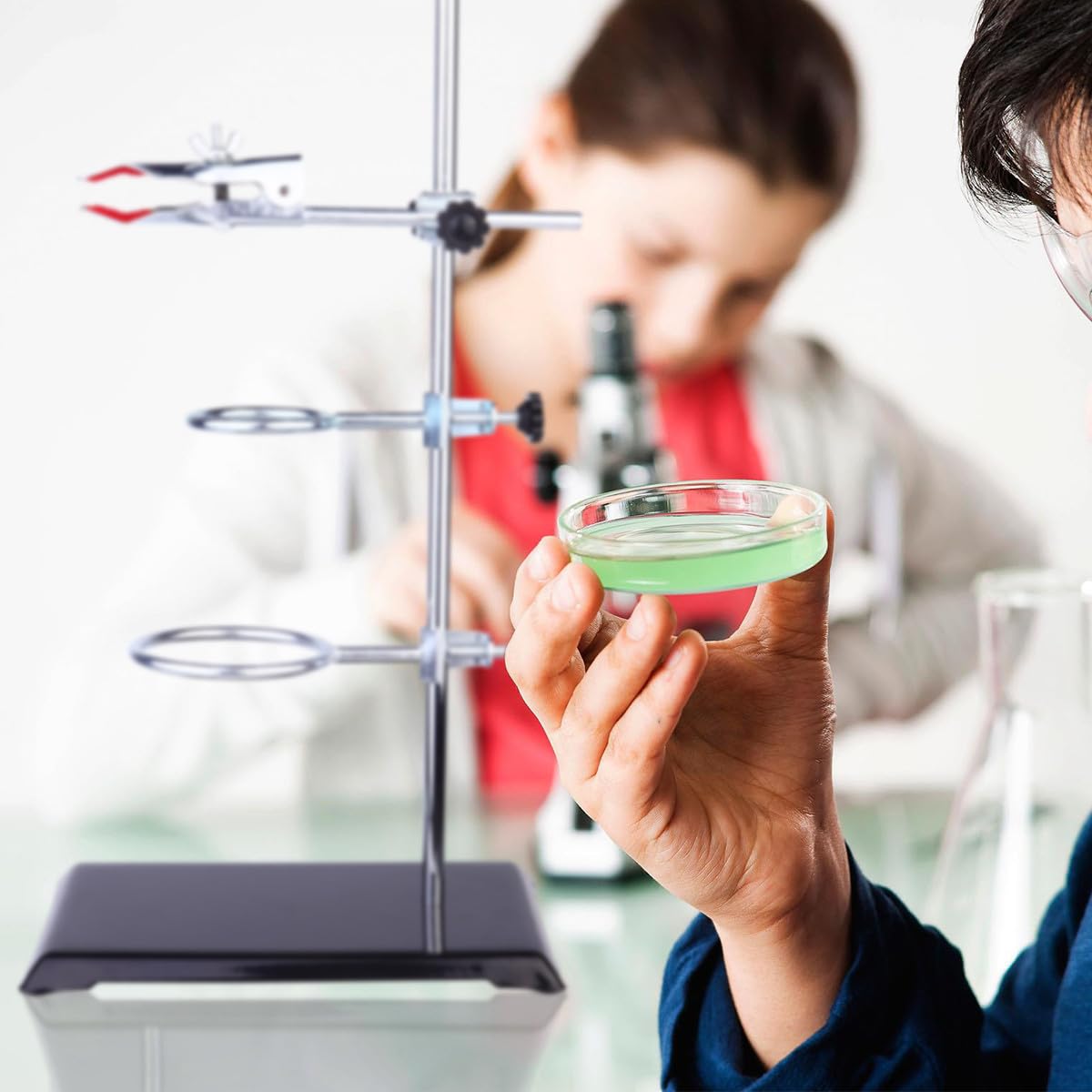 Homoyoyo Kit Chimico Supporto in Ferro e Morsetto da Laboratorio, Base Imbottita Antiscivolo per Esperimenti di Filtrazione e Riscaldamento, Attrezzature Metalliche Stabili per Uso