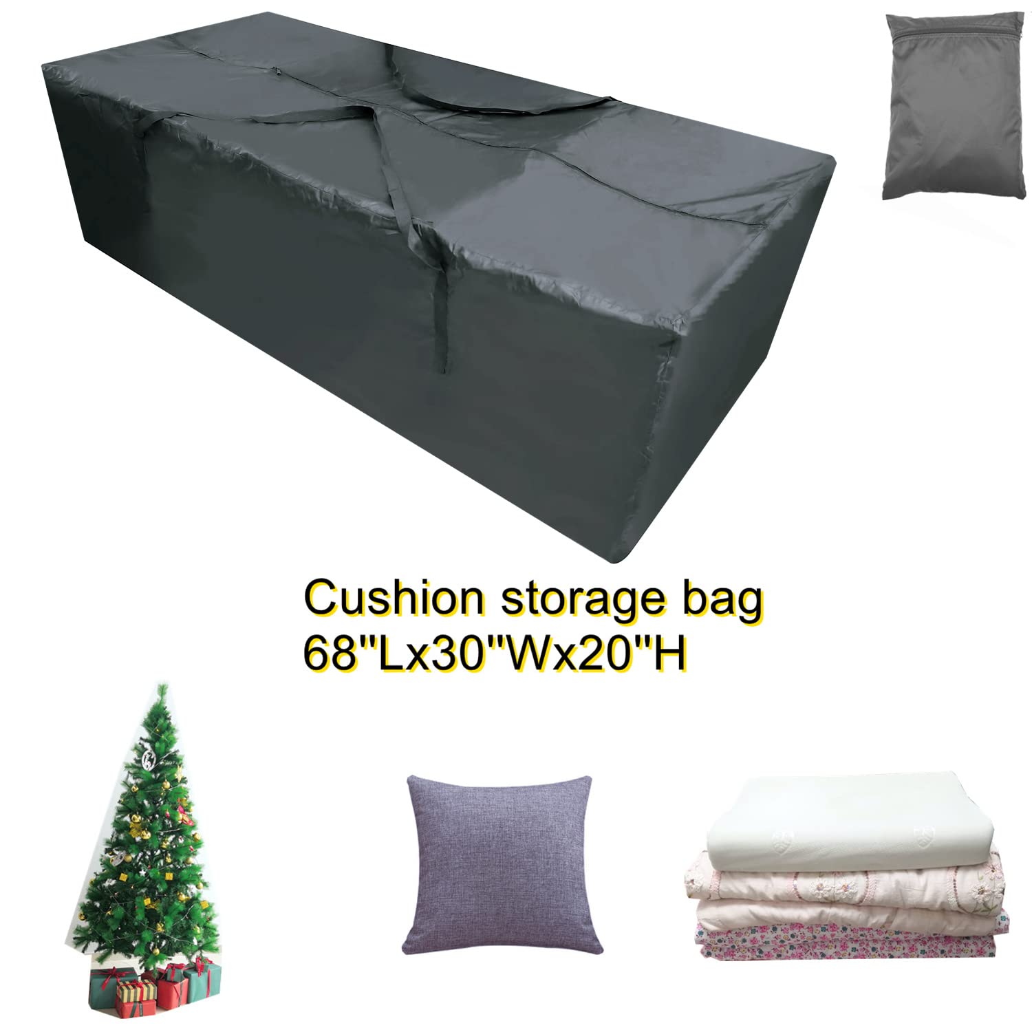 Lot de 2 sacs de rangement imperméables pour coussins d'extérieur - 172,7 x 76,2 x 50,8 cm (L x l x H)