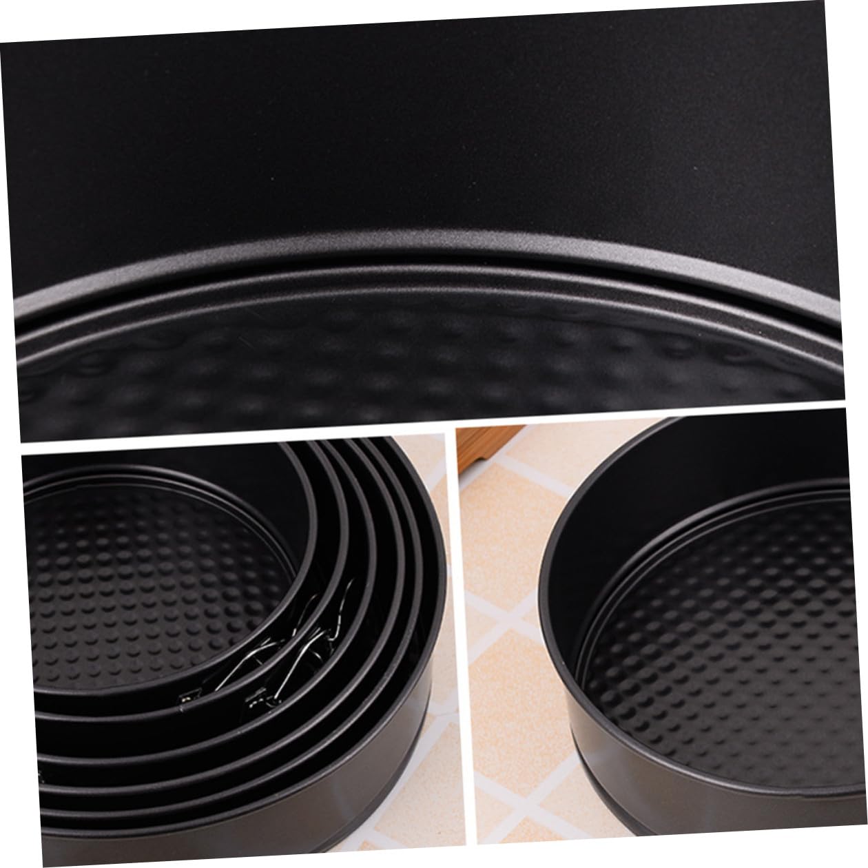 LABRIMP 6 Piezas Moldes Redondos para Pasteles con Base Desmontable Antiadherentes con Diseño Panal Bandejas para Hornear para Bodas Fiestas y Uso Doméstico Negro