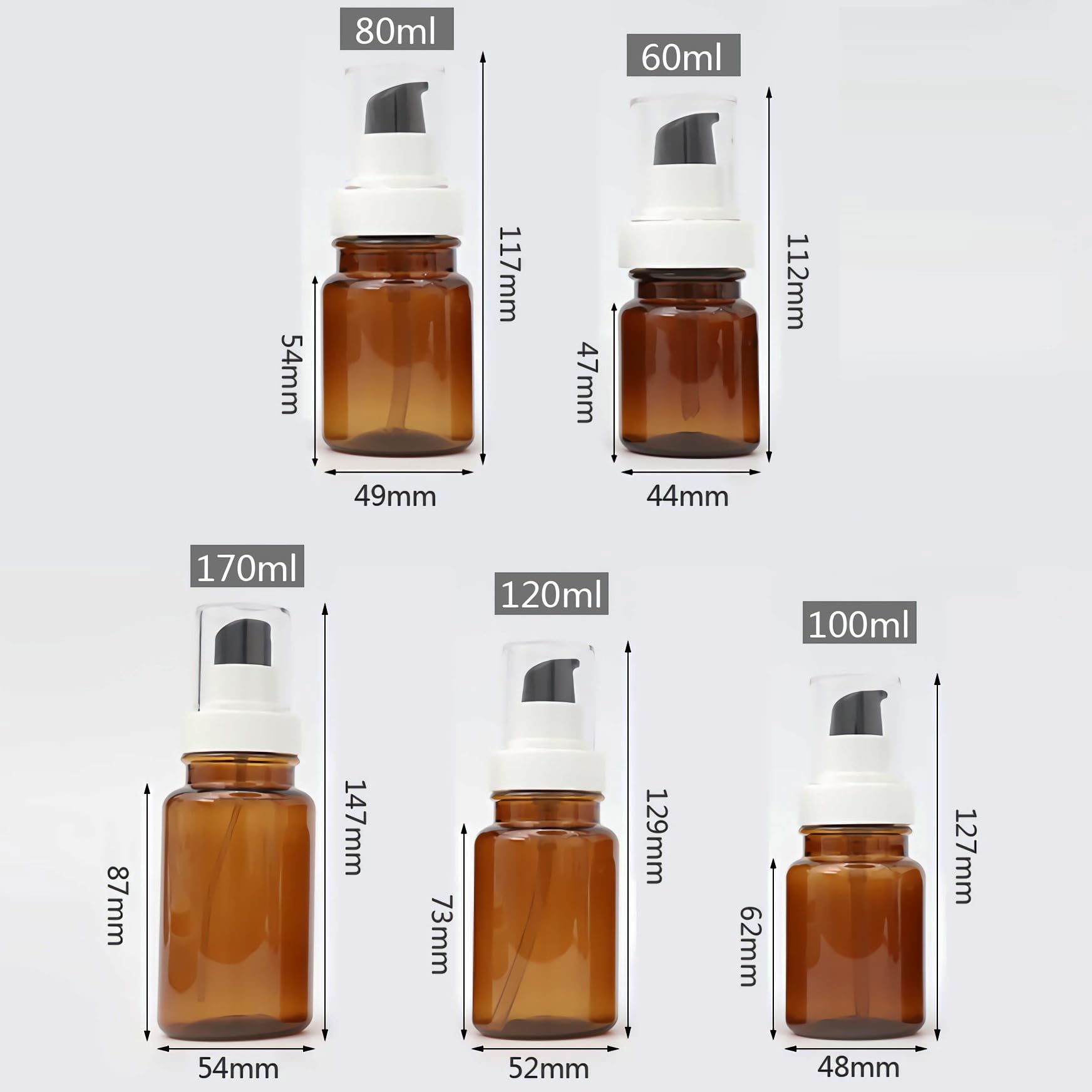 24 Stück, 100ml Braun Plastik Kunststoff Pumpflasche Gelspender Flasche mit Lotion-Spender für Seife Kosmetik Lotionen Gels Cream
