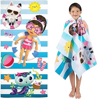 Franco DreamWorks Gabby's Dollhouse Super Soft Cotton Bath/Pool/Beach Towel, 58 in x 28 in, (Official Licensed Gabby's Dollhouse Product)