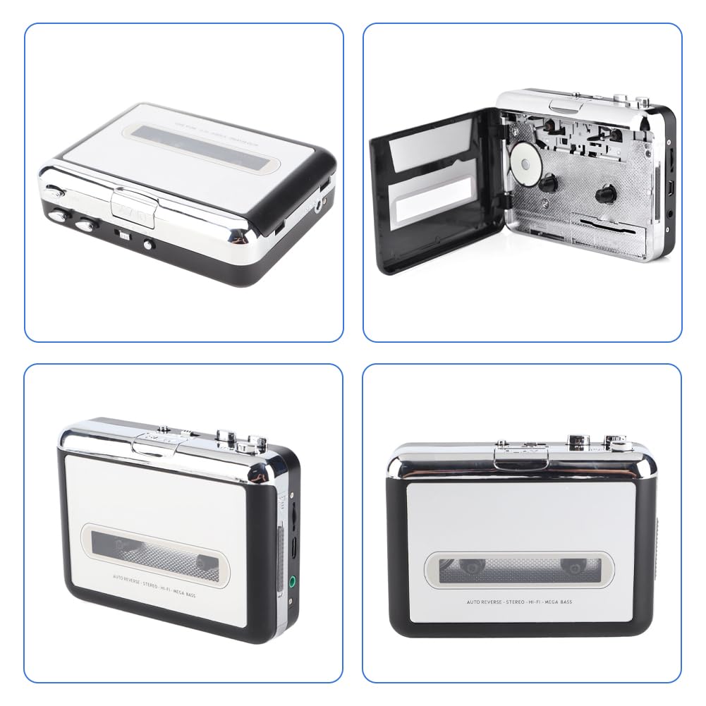 Tiiyee Kassettenspieler, Kassettenkonverter, Portable Digital USB Kassettenrekorder Audio Musik Kassette Mp3 Konverter Tragbarer Konvertieren Kassetten Digitales Format Mit Kopfhörer Player Laptop