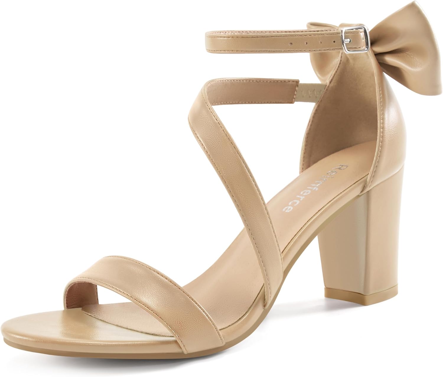 Reimferce Chunky Heels for Women Wedding: Black 8 Comfortable Ladies Bow Heel Sandals for Prom Party – Bridal Dressy Walking Shoes