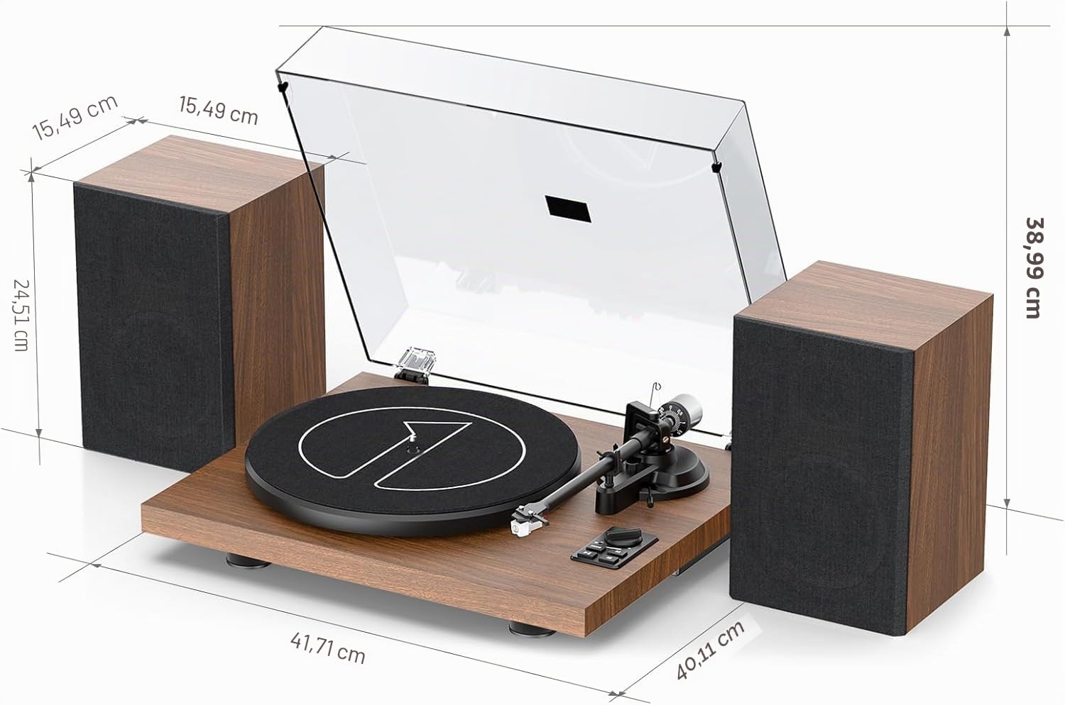1 BY ONE Tourne-Disque Vinyl Bluetooth​ Premium avec Cartouche Magnétique, Enceintes 36 Watts à Excellent Rapport Qualité-Prix