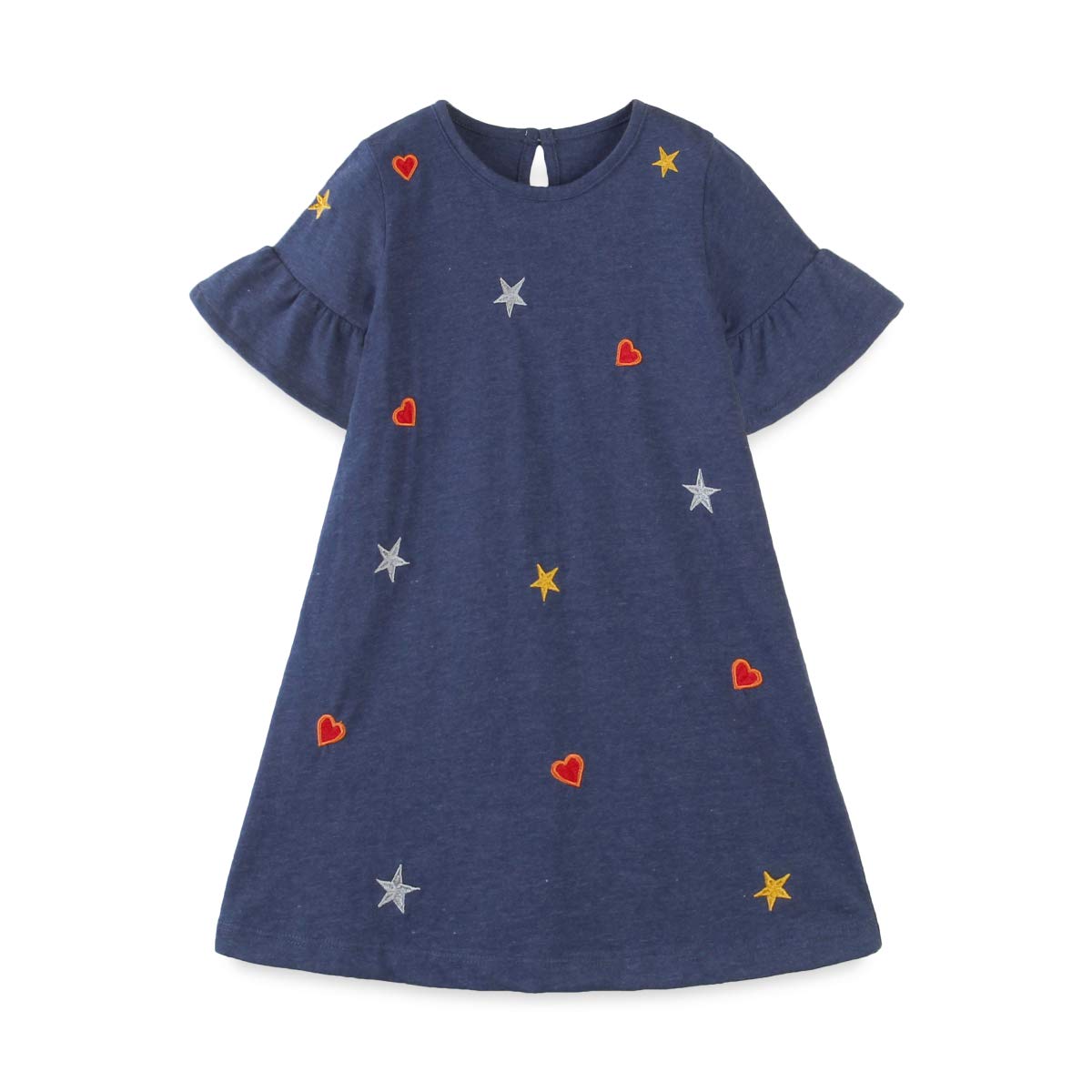 Vestito da bambina a maniche corte, ricamato, casual, estivo, in cotone, 2-7T