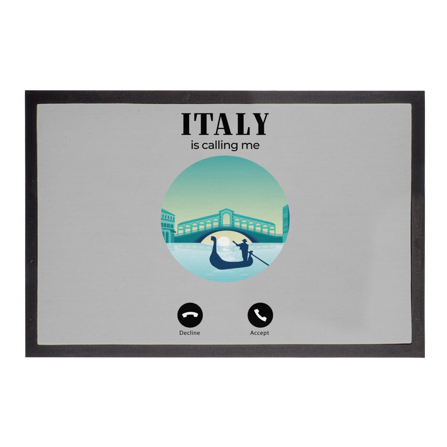 Paillasson gris Venice Travel au design soigné et finitions durables pour seuil de porte