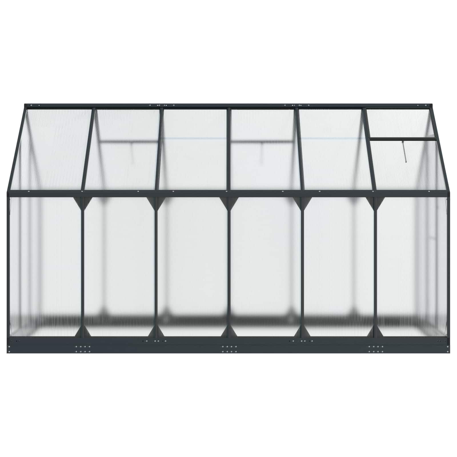 Szklarnia z drzwiami, antracytowa, wykonana z aluminium i stali ocynkowanej, 183,5 x 363,5 x 207 cm, odporna na warunki atmosferyczne, do uprawy pomidorów, tunel foliowy, pielęgnacja ogrodu i