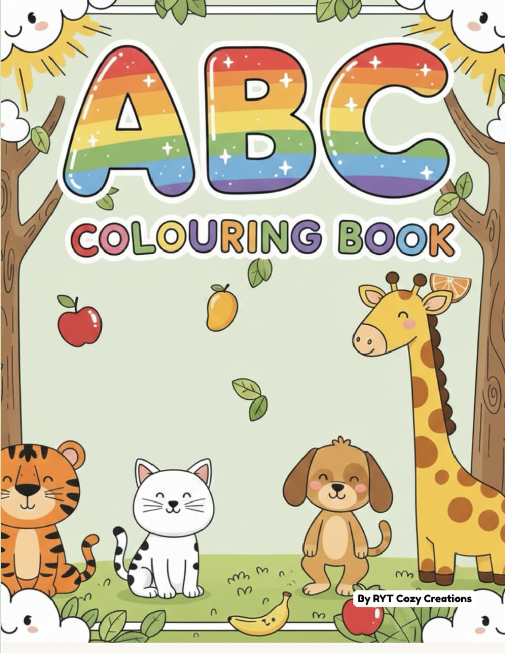 Abc colouring book for kids: Animals, fruits & fun learning