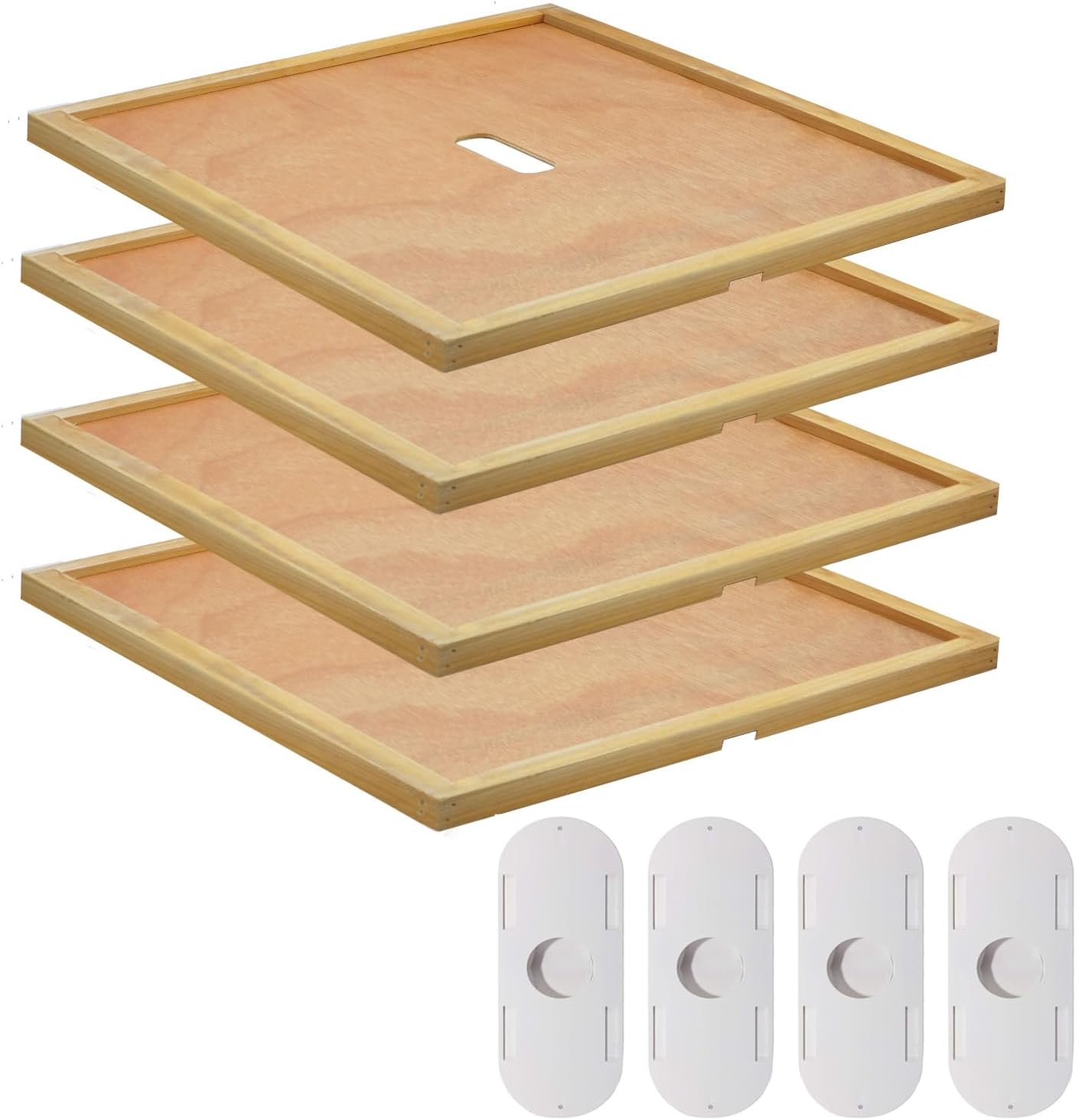 MINEHAJIME 2pcs Beehive Inner Cover for 10 Frame Hive Box,Beeswax-Coated Bee Hive Cover,Beekeeping Supplies,Bee Hive Screen Inner Cover,Cover with Feeding Hole for Beekeeping Tool (10 Frame-2pcs)
