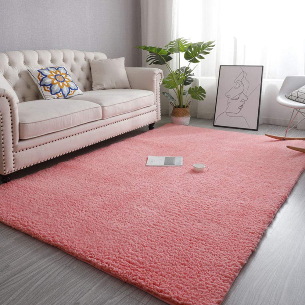 Tapis laine d'agneau rouge fausse fourrure antidérapant salon chambre 120x160