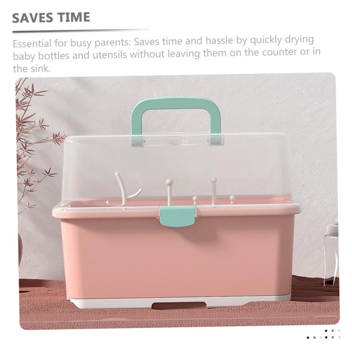 Babyflaschen Organizer aus Kunststoff mit Abtropffunktion, 1 Stück | Rosa, Tragbar und Leicht, für Haus und Babyparty, zur Ordnung von Stillzubehör