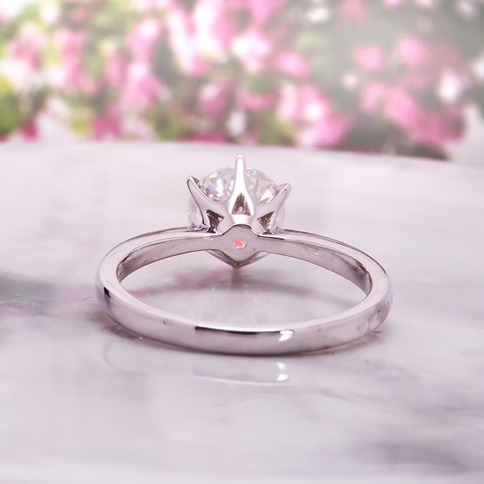 Alianzas de boda para mujer, oro de 14 K/18 quilates, 0,5 quilates, corte redondo, solitario, oro blanco, anillos de compromiso con diamante cultivado en laboratorio para ella