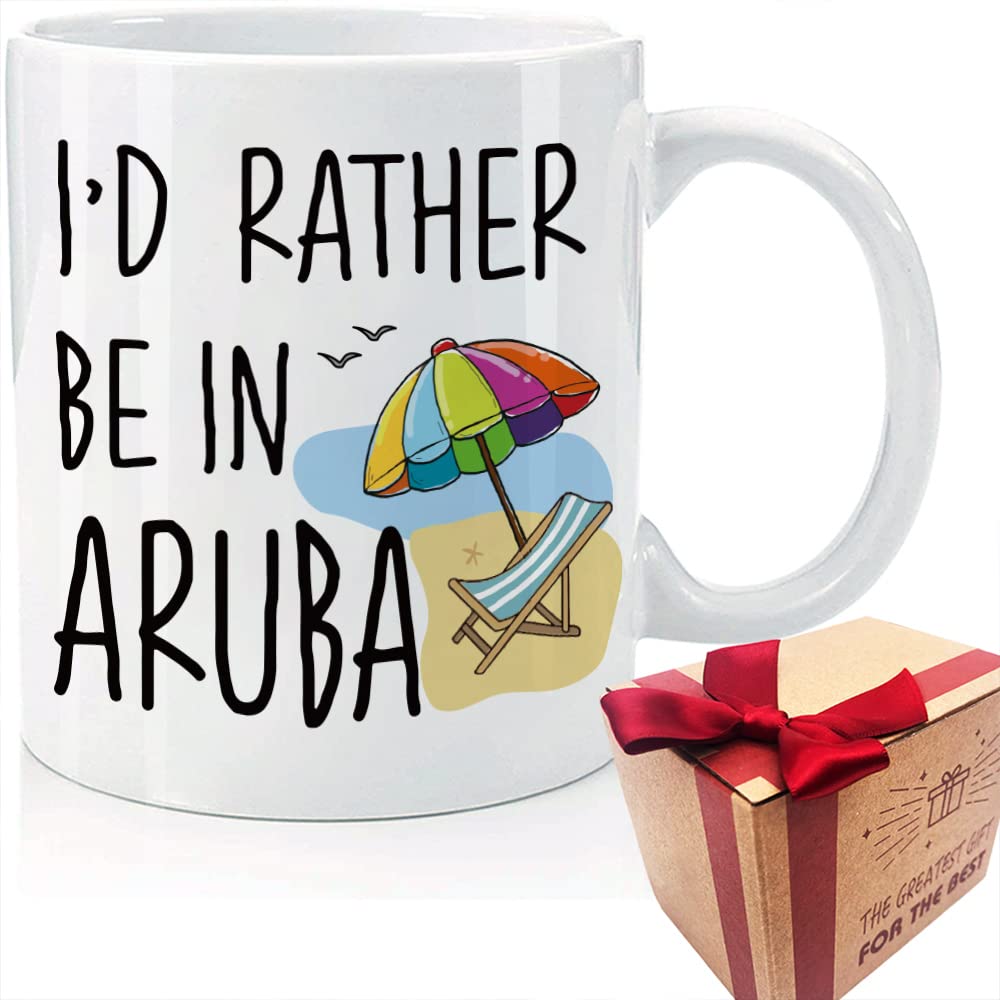 SUUURA-OO Novelty I'd Rather Be in Aruba Mug - Birthday Gifts for Women Men, Unique Souvenirs for Aruba Lover Boss Lady Sister Mom Daughter, Going