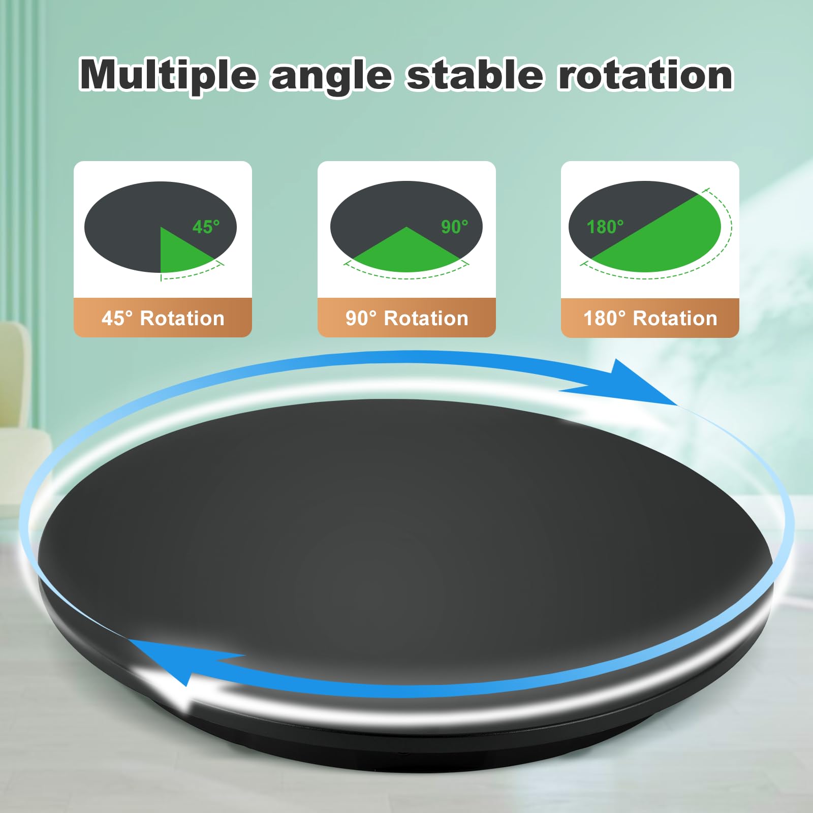 YJINGRUI Plato giratorio eléctrico, 60 cm de diámetro, 150 kg, plato giratorio con mando a distancia, plato giratorio eléctrico para fotografía, ángulo de velocidad y dirección ajustable (negro)