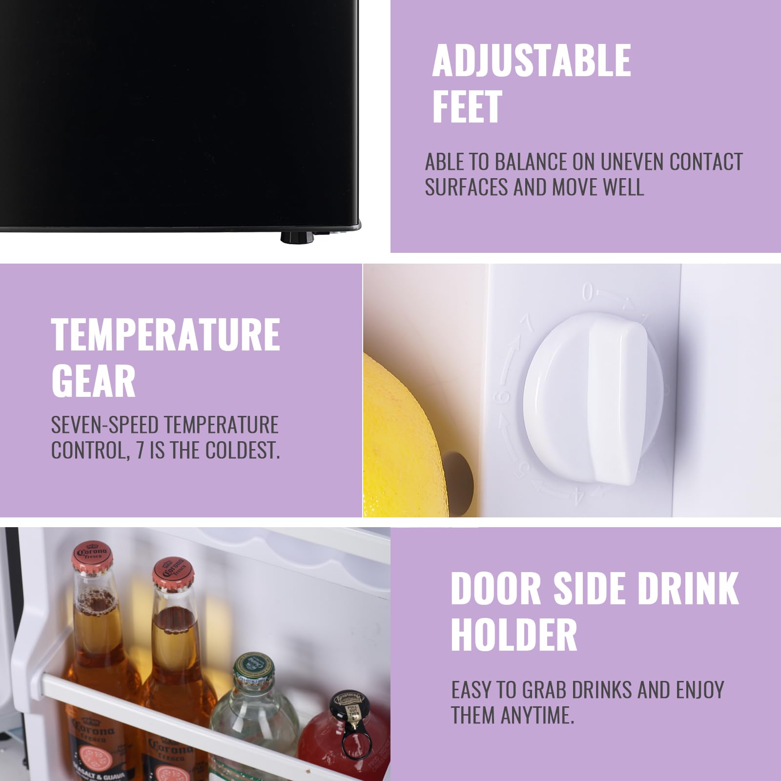 Demuller 2.4 Cu.Ft Small Refrigerator With Freezer Mini Fridge Removable Plastic Shelves Ideal For Apartment,Dormitory Black on Fridge.com - View 4