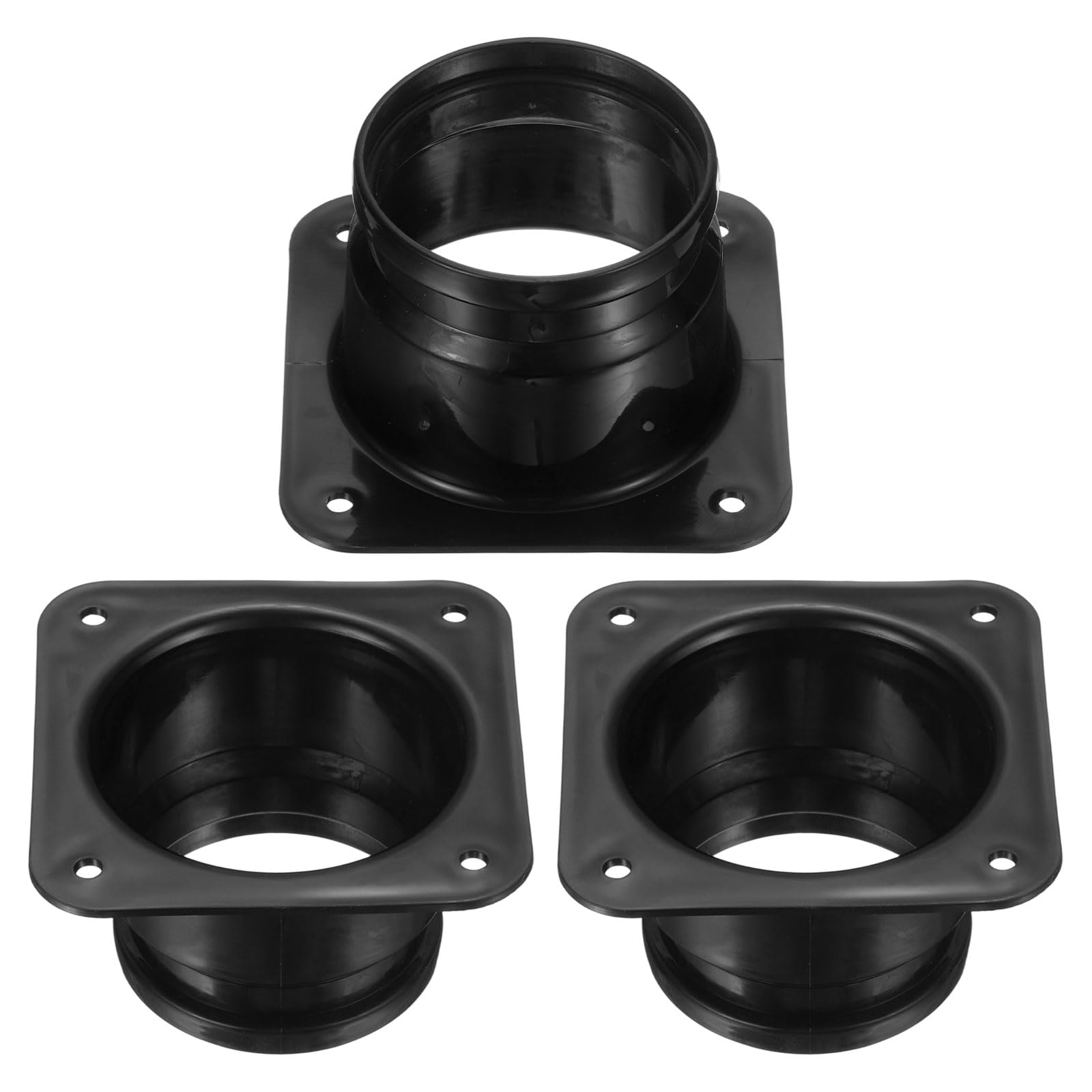 PATIKIL 3 Inch Duct Connector Flange, 3Pack Plastic Straight Pipe Flange Dryer Vent Connector for Air Heating Cooling Ventilation HVAC System, Black