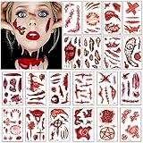 ハロウィン タトゥーシール 20枚セット ハロウィン タトゥー 傷跡ステッカー、ハロウィンメイク 縫い傷 傷跡 刺青 ステッカーハロウィン 顔 シール 、特殊メイク ゾンビ 仮装 コスプレ ホラー メイク 小道具 に適用する