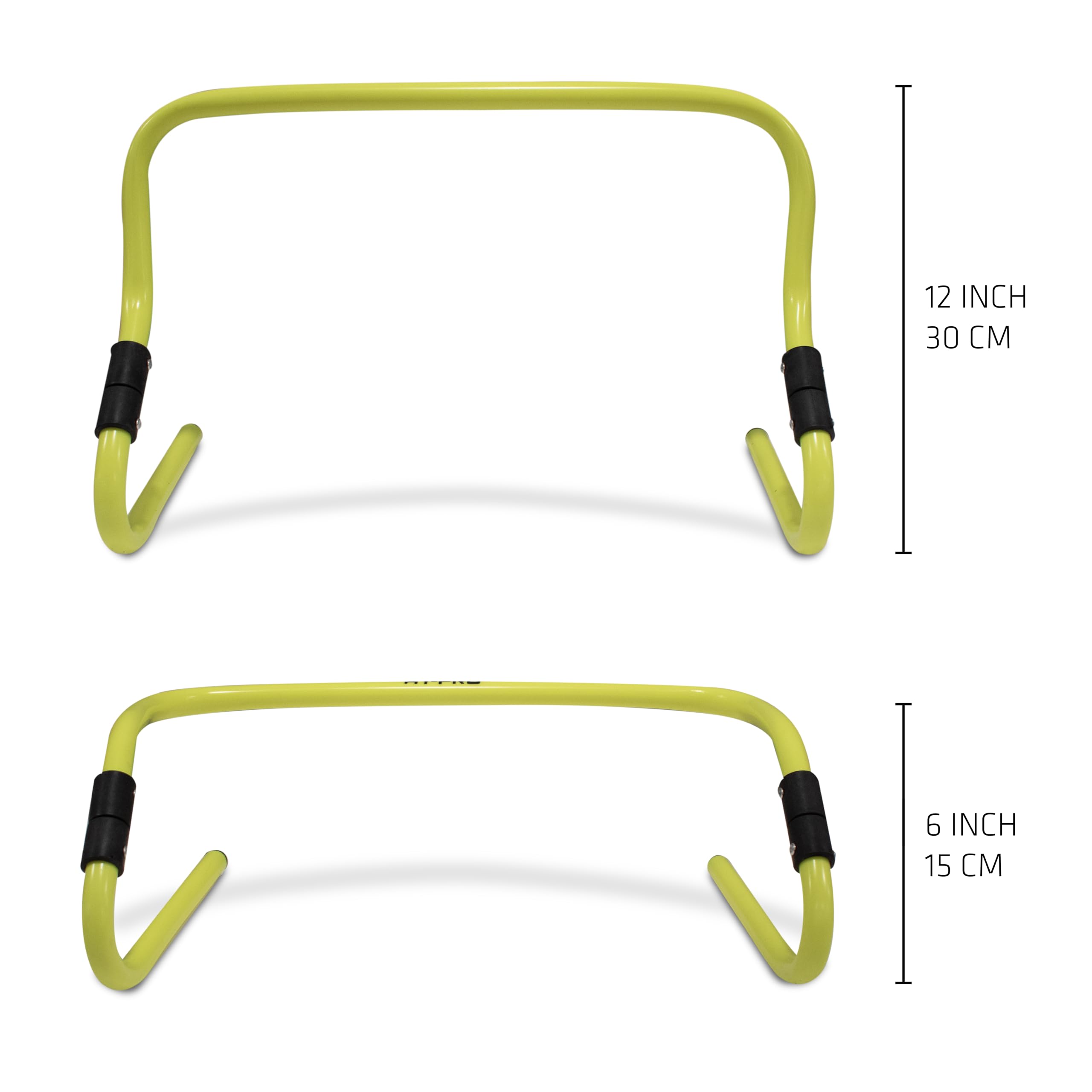 Hy-Pro Płotki treningowe - zestaw 6 sztuk, regulacja wysokości od 15 do 30 cm, fluorescencyjny żółty, trening prędkości i zwinność, sprzęt sportowy