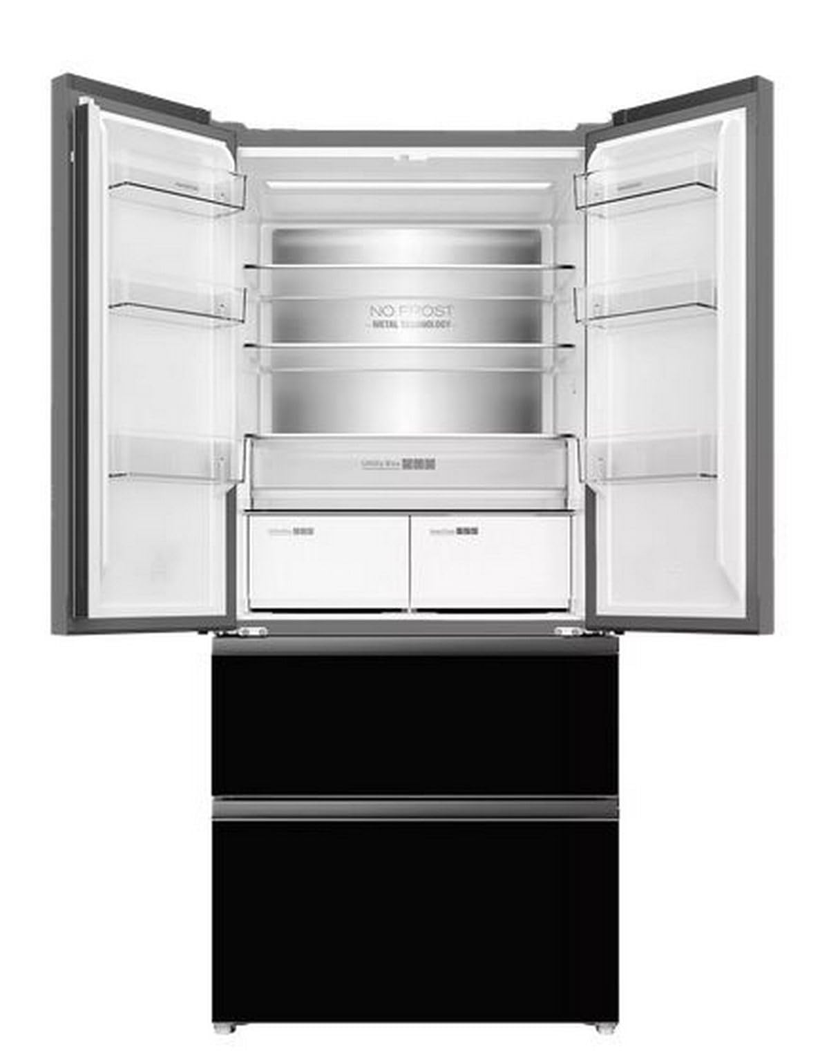 INFINITON ELECTRONICS Frigorifico Americano FRD-580Q90, 190 cm de Altura, 458 Litros, E, Inox, Total No Frost (Negro || FRD-580Q90NEG)