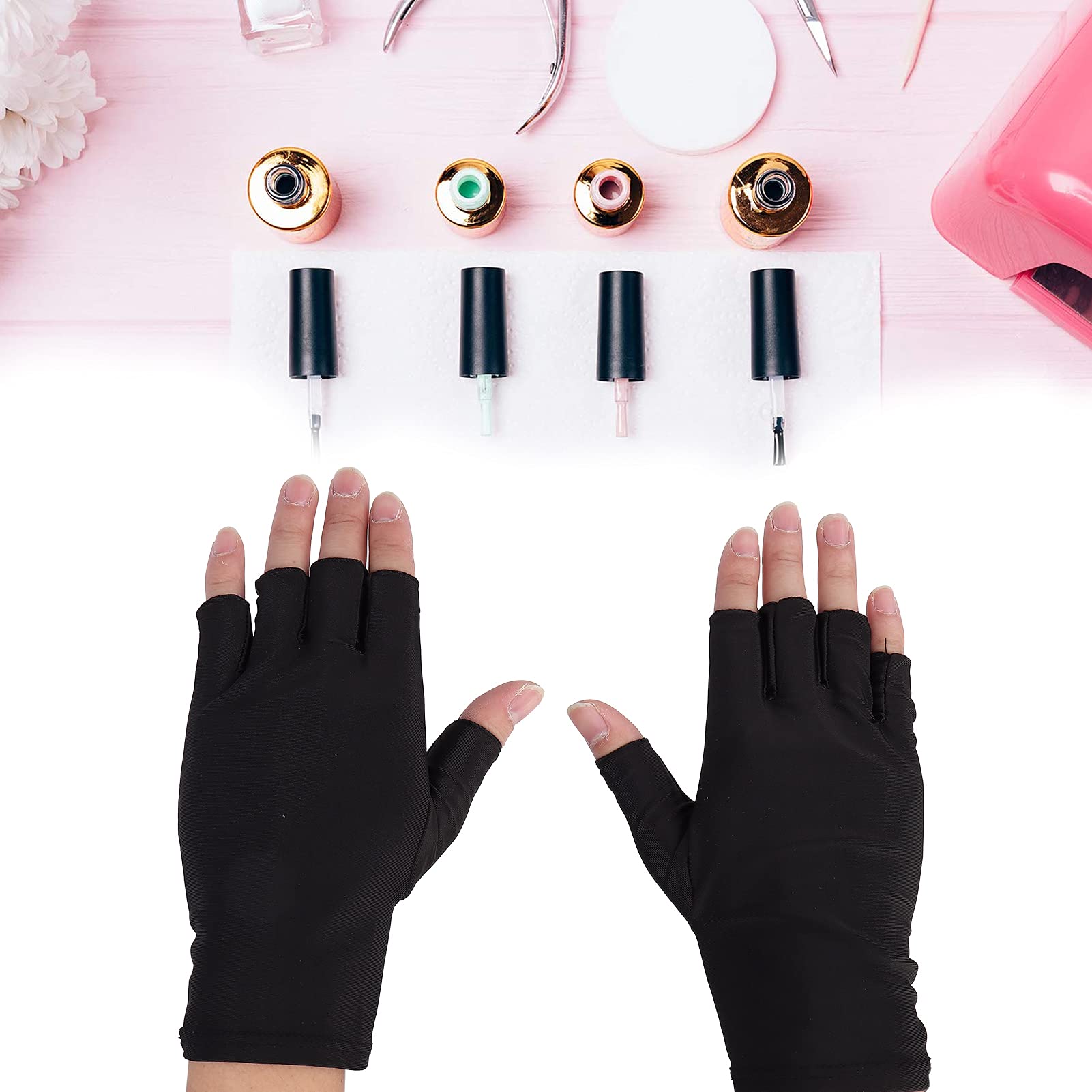 UV-Handschuhe Für Gel-Nagellampe, Professionelle UPF50 Plus UV-Schutzhandschuhe Für Maniküre, Nagelkunst Und Anti-UV-fingerlose Handschuhe Für