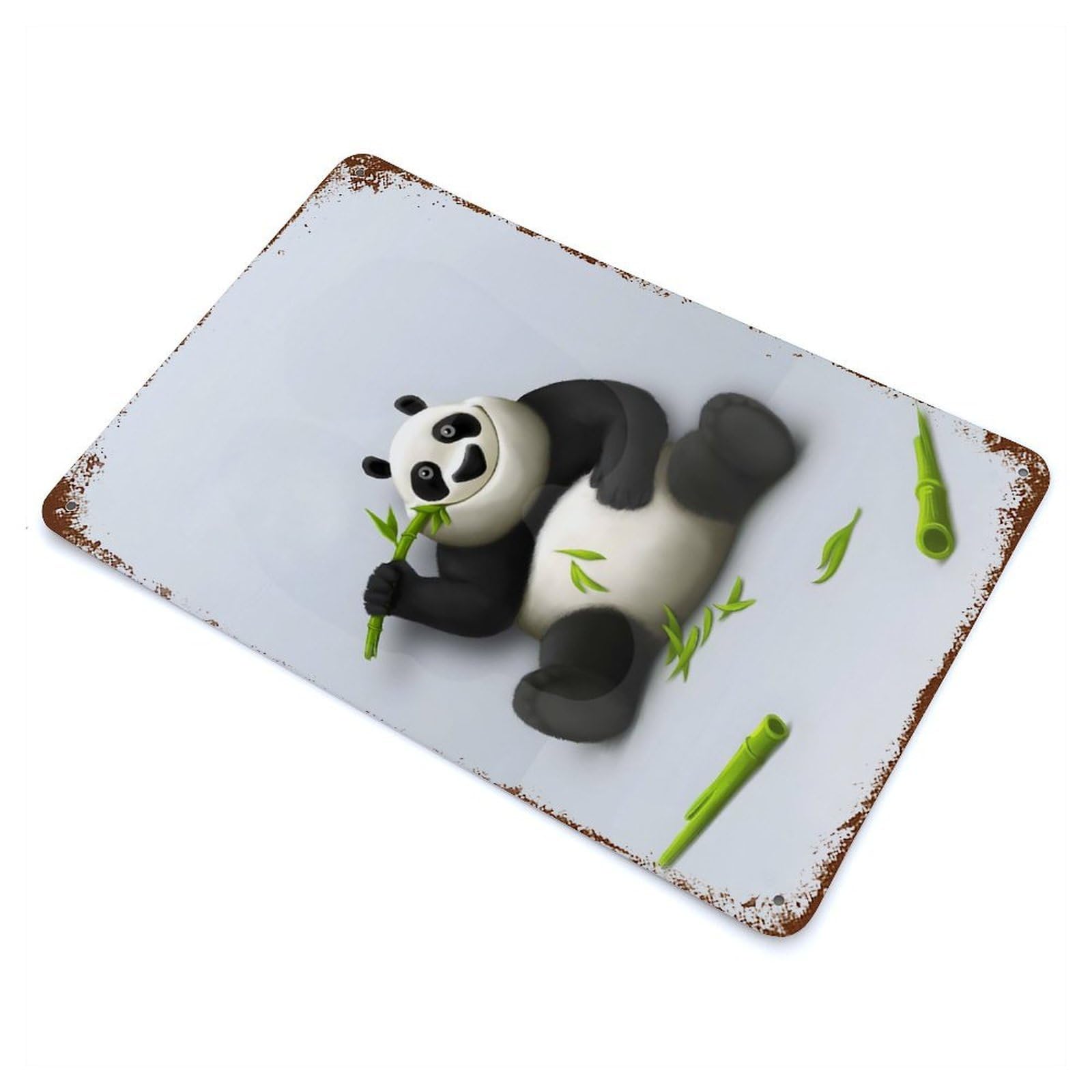 Panda And Bamboo Decorative Tin Sign 11.8"x7.9", for Bistro, Counter And Cafe Decor, Classic Wall Plaque