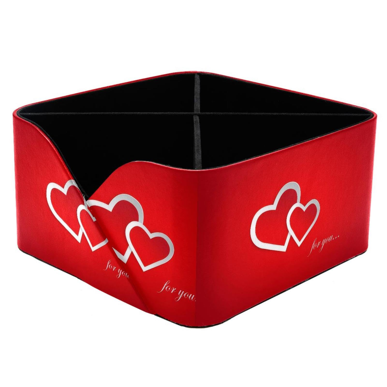 KengjuTesu Heart Icon Love for You Desktop Organizer Pen Holder, Rectangular Pencil Cup for Office, Study and Makeup Stations