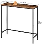 HOOBRO Narrow Console Table, 75 cm Entryway Table, Small Sofa Side Table, Display Table, for Hallway, Bedroom, Living Room, Foyer, Rustic Brown and Black BF75XG01