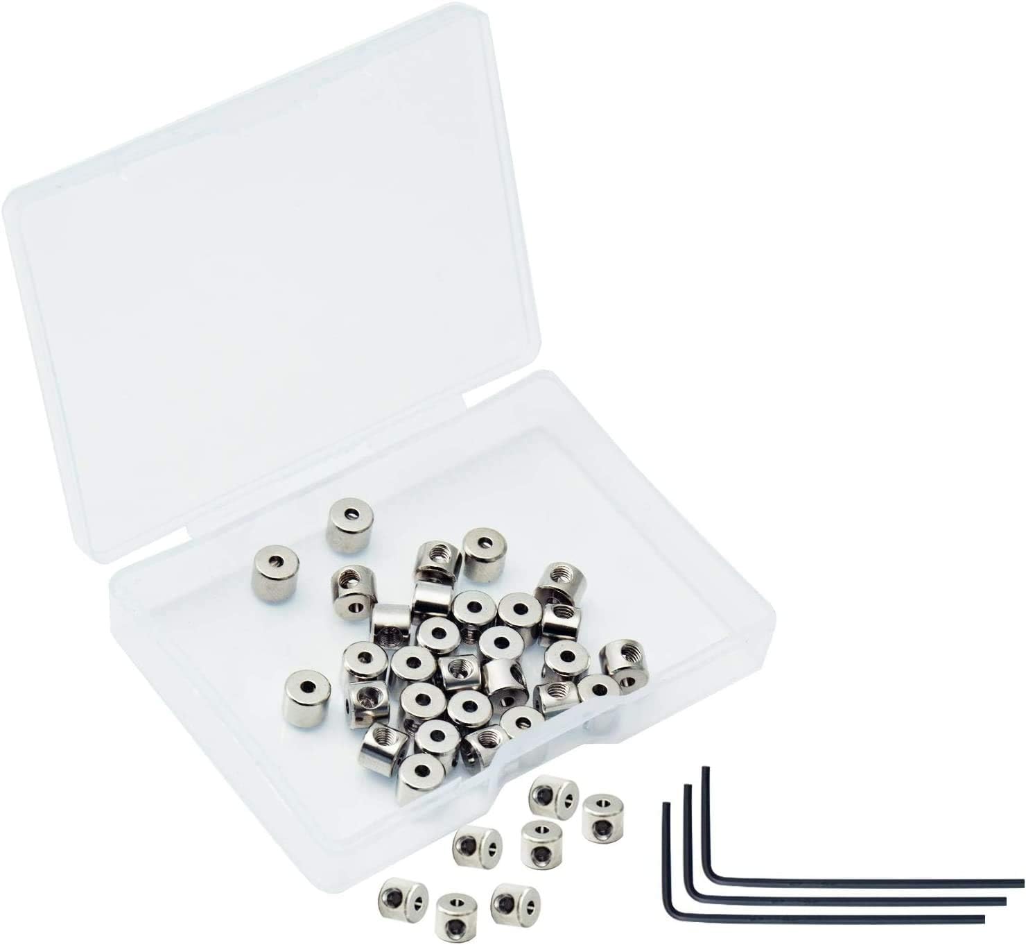 SUBANG 30 Pieces Pin Keepers Pin Locks Pin Backs Locking Clasp Locking Pin Keeper Backs with 3 Wrench All in Storage Case,5mm x 6mm