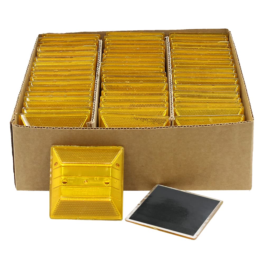 Peel-N-Stick Yellow Reflective Road Driveway Marker (50 Pack) - Yellow Pavement Markers - Yellow Reflective Road Marker