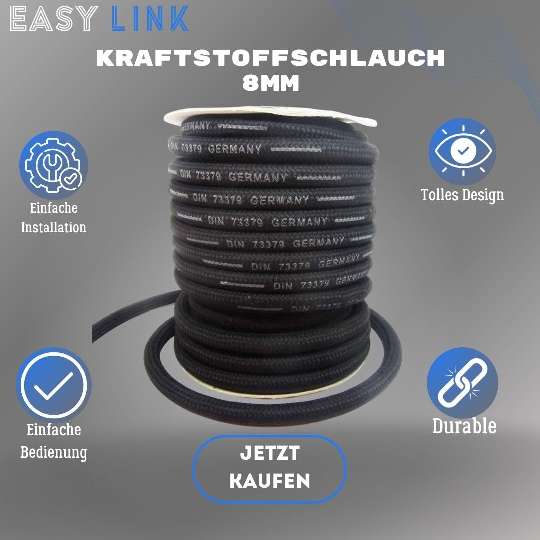 Kraftstoffschlauch 8mm 5m Benzinschlauch Dieselschlauch Ölschlauch Schlauch NBR DIN 73379