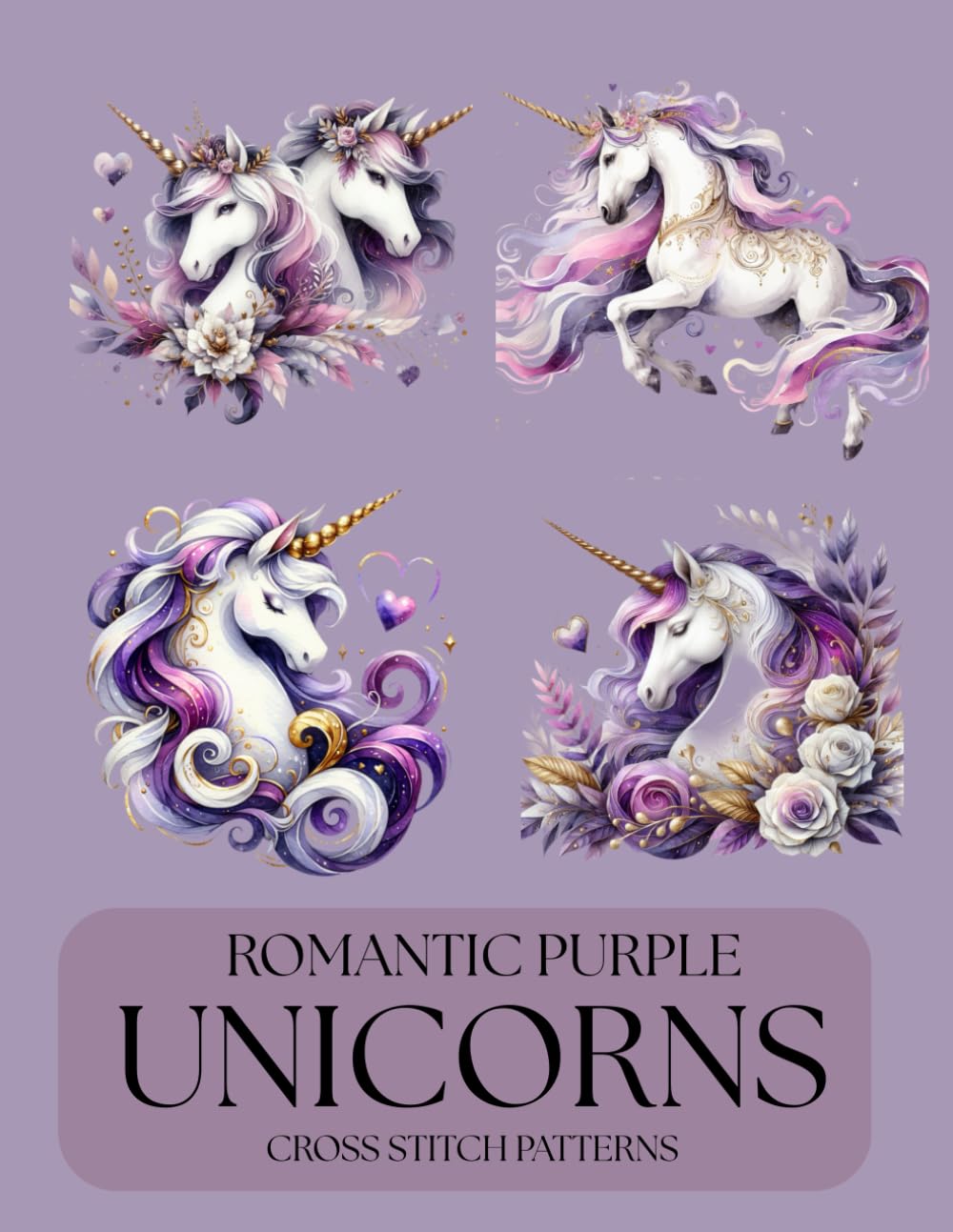 ROMANTIC PURPLE UNICORN CROSS STITCH PATTERNS