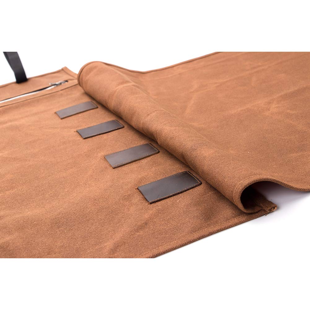 Chef Messer Rolle Tasche 16 Oz gewachste Canvas wasserdichte Reißverschluss Werkzeugtasche 15 Slots Küchengeräte Kleine Messer Display Aufbewahrungstasche Geschenk Dad Ehemann