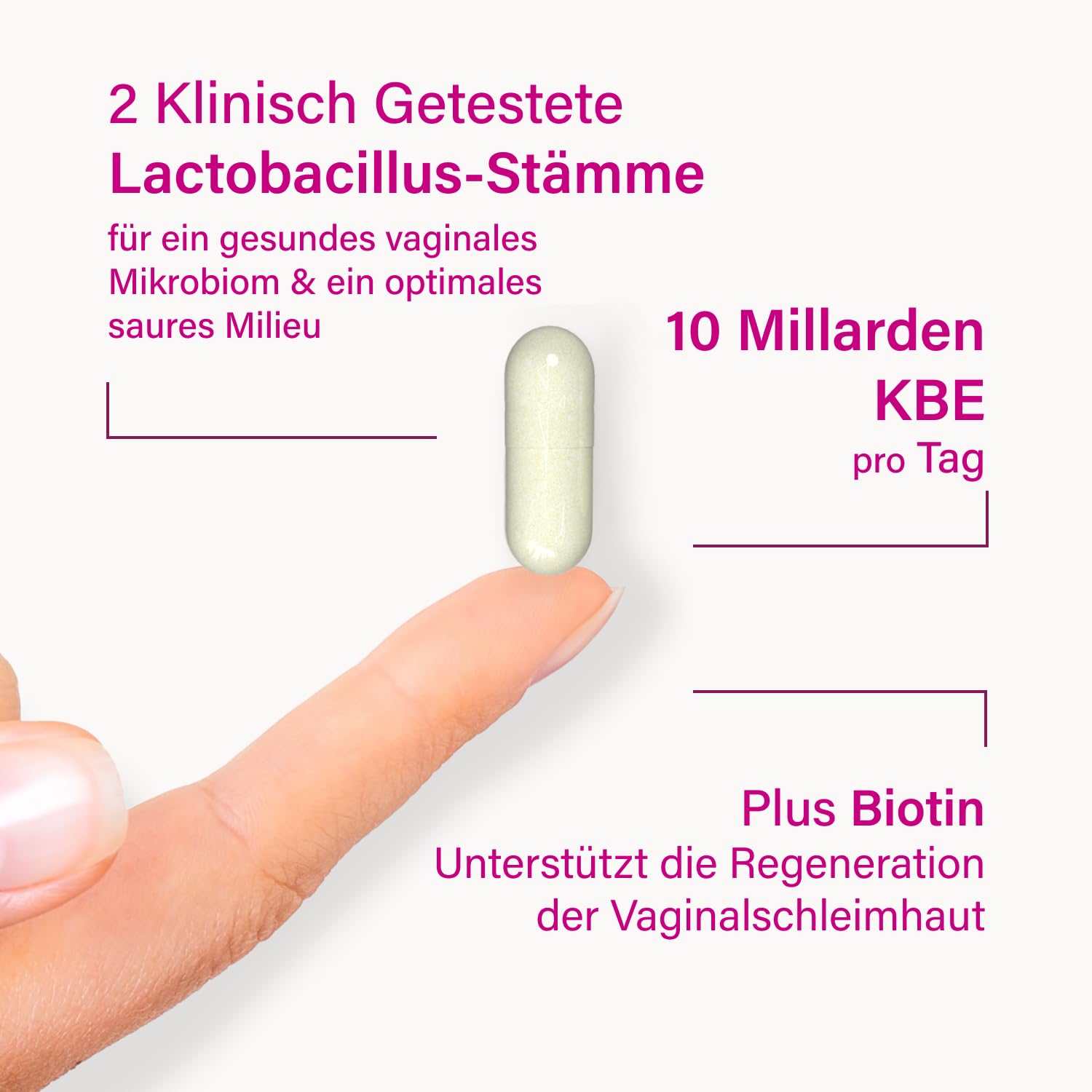 Nupure® Lacto Intim Milchsäurebakterien für Scheide, Zur Regulierung von Vaginalbakterien, Plus Biotin für die Schleimhäute, Orale Einnahme, Vaginal Probiotics, 60 Kapseln, Vegan, laktosefrei.