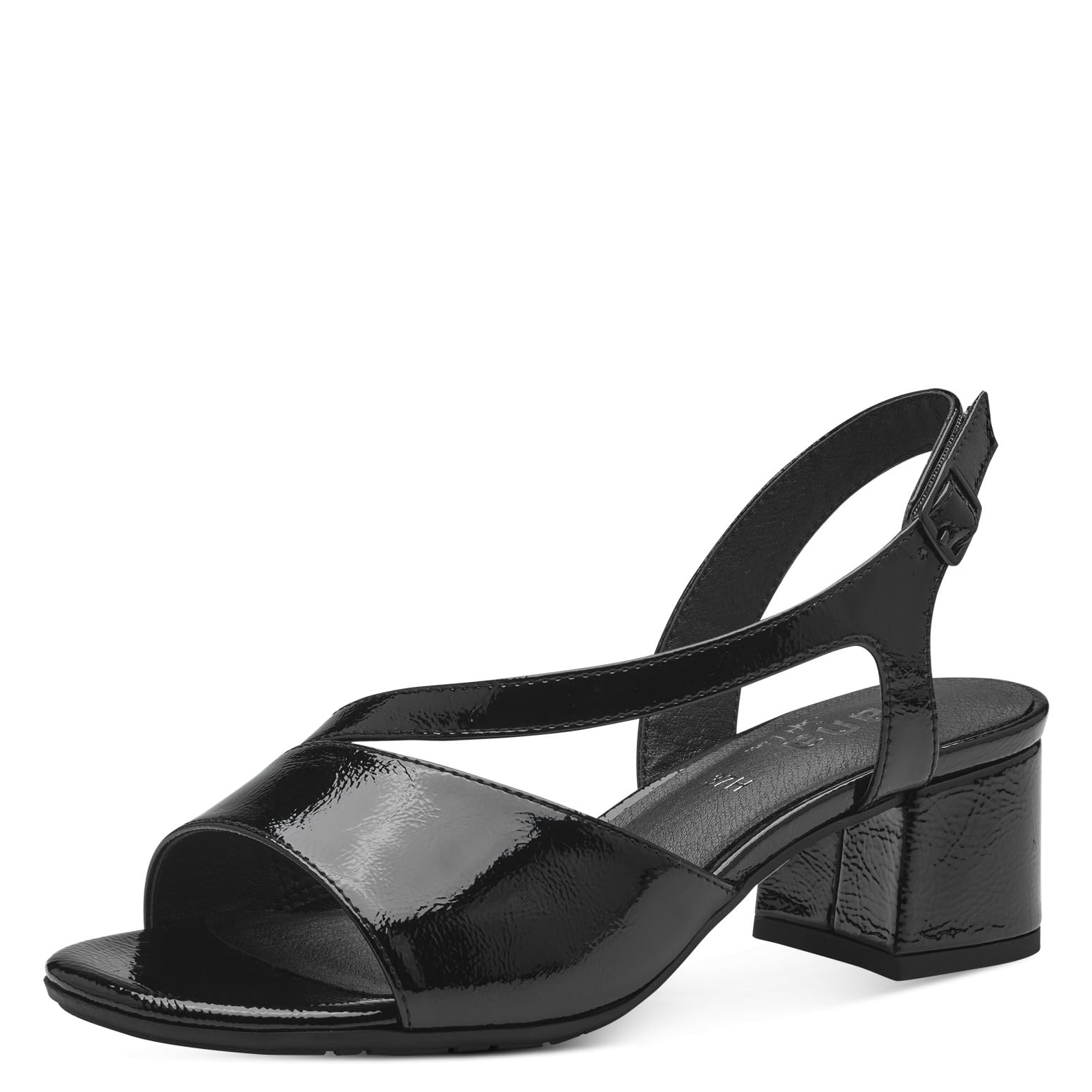 Jana Women’s Sandals with Heel Adjustable Strap Vegan, Black Patent, 3,5 UK