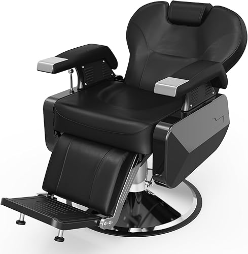 OmySalon Silla de peluquería reclinable, silla de salón para estilista resistente, asiento ancho giratorio de 360 grados, silla multiusos para
