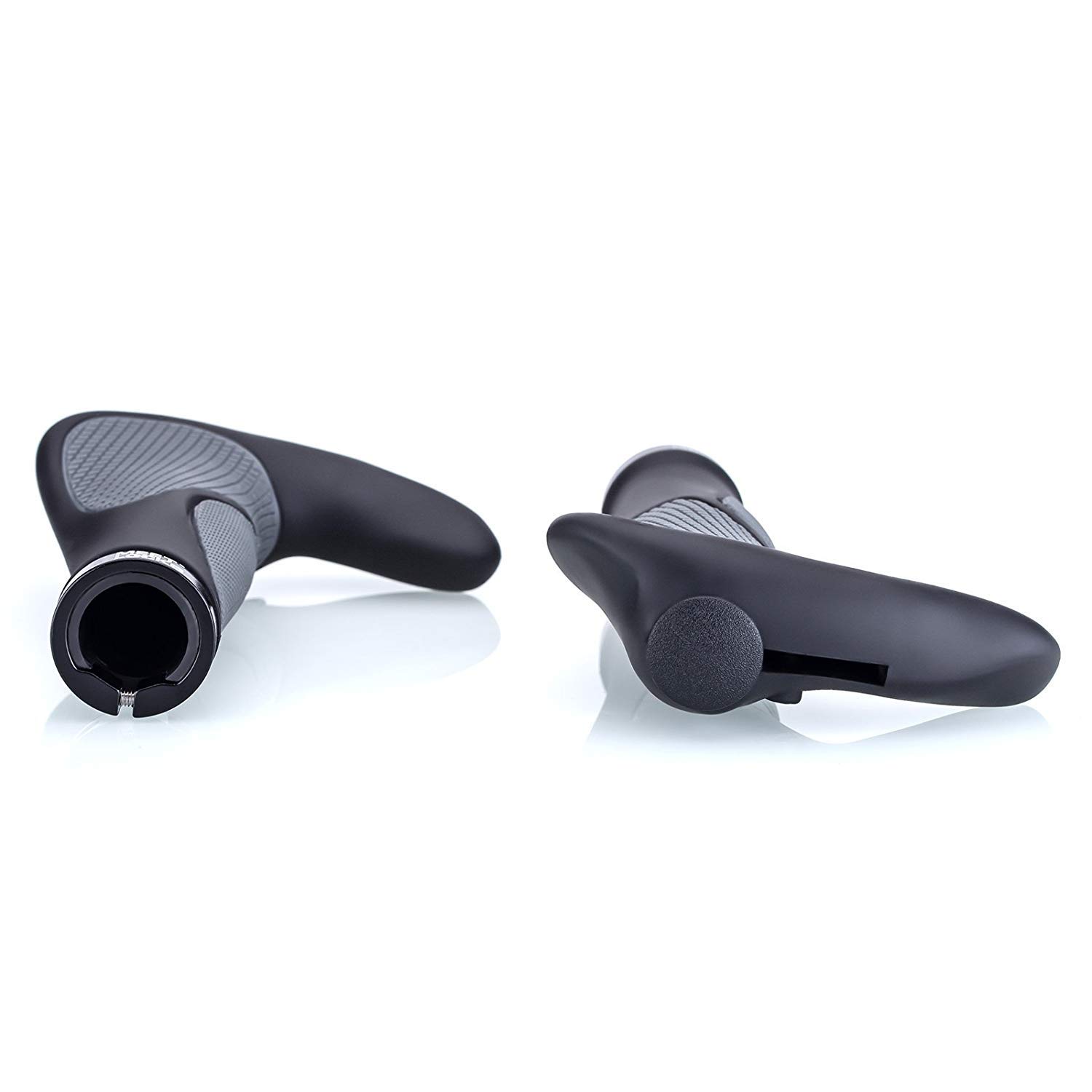Poignées De Guidon Vélo Ergonomiques En Caoutchouc – Confort Anti-Vibrations Avec Embouts Et Anneaux De Verrouillage, Noir + Bleu, Pour VTT, Route, BMX