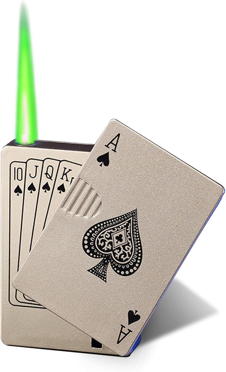 Jet Torch Lighter Green Flame Refillable Butane Ace of Spades Lighter Windproof Adjustable Flame Poker Card Design for