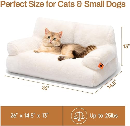Miniatura 5 de MEWOOFUN Sofá cama para gatos de interior, camas lavables para perros y gatos pequeños de hasta 25 libras, camas esponjosas para mascotas con parte