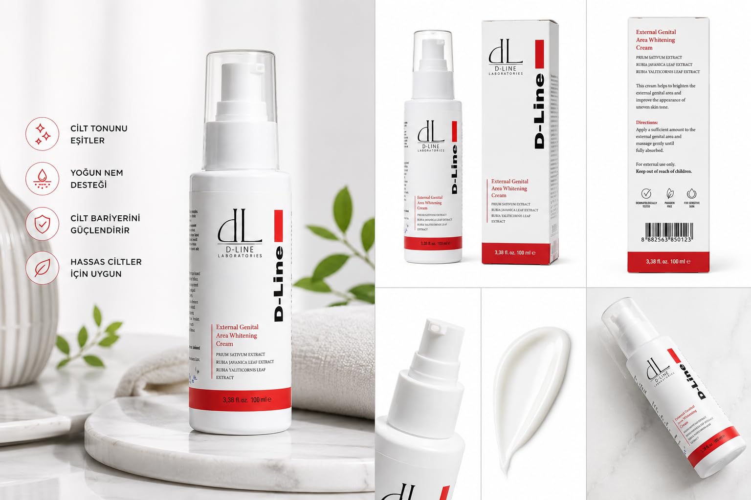 D Line Laboratories External Genital Area Whitening Cream, Genital Bölge Beyazlatıcı Krem, 100 ml, Hassas bölge beyazlatıcı krem, Hassas bölge günlük bakımı, genital kararma