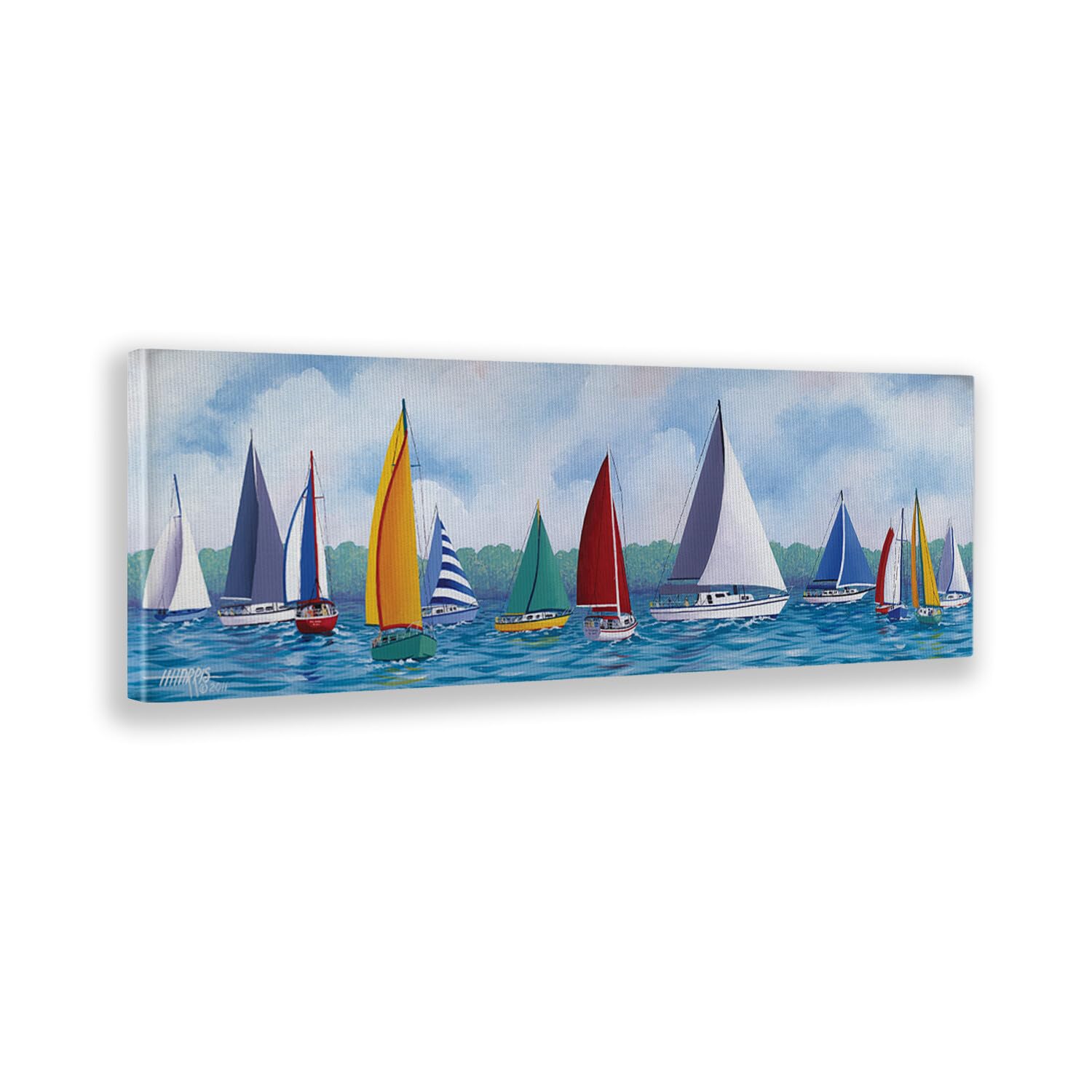 Giallobus - Quadro - Hugh Harris - Festa della barca a vela - Tela Canvas Telaio Standard - 150x50 - Pronto da appendere - Quadri moderni per la casa