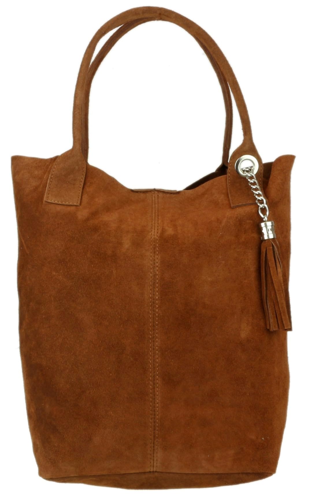 Girly Handbags Womens Italian Suede Leather Open Top Real Metallic Snake Shoulder Bag