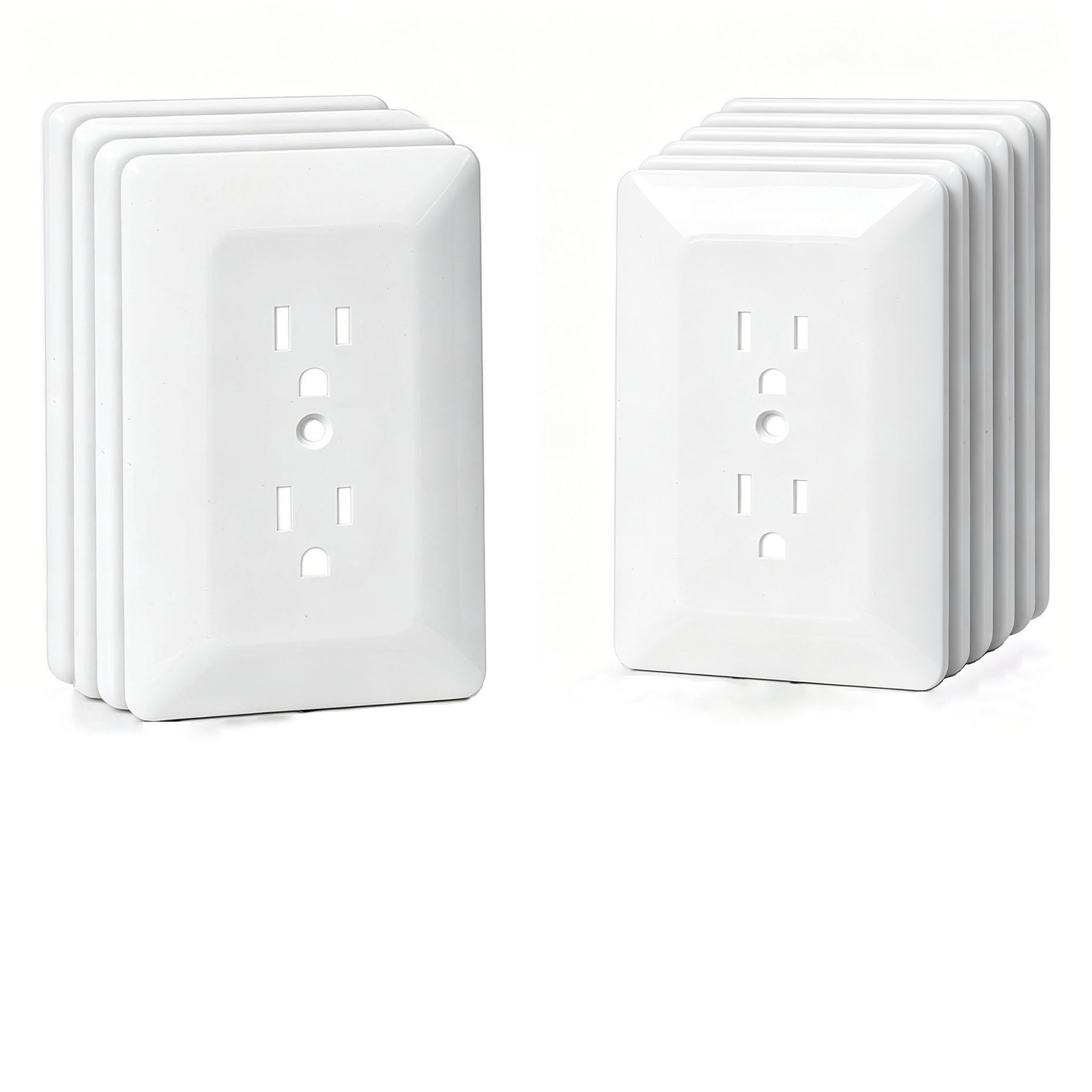 ZEFTV 10 Pack Duplex Outlet Covers Wall Plates 1-Gang Switch Outlet Electrical Cover Plate Unbreakable Thermoplastic Faceplate for Light Receptacle Outlet Switch, Glossy White