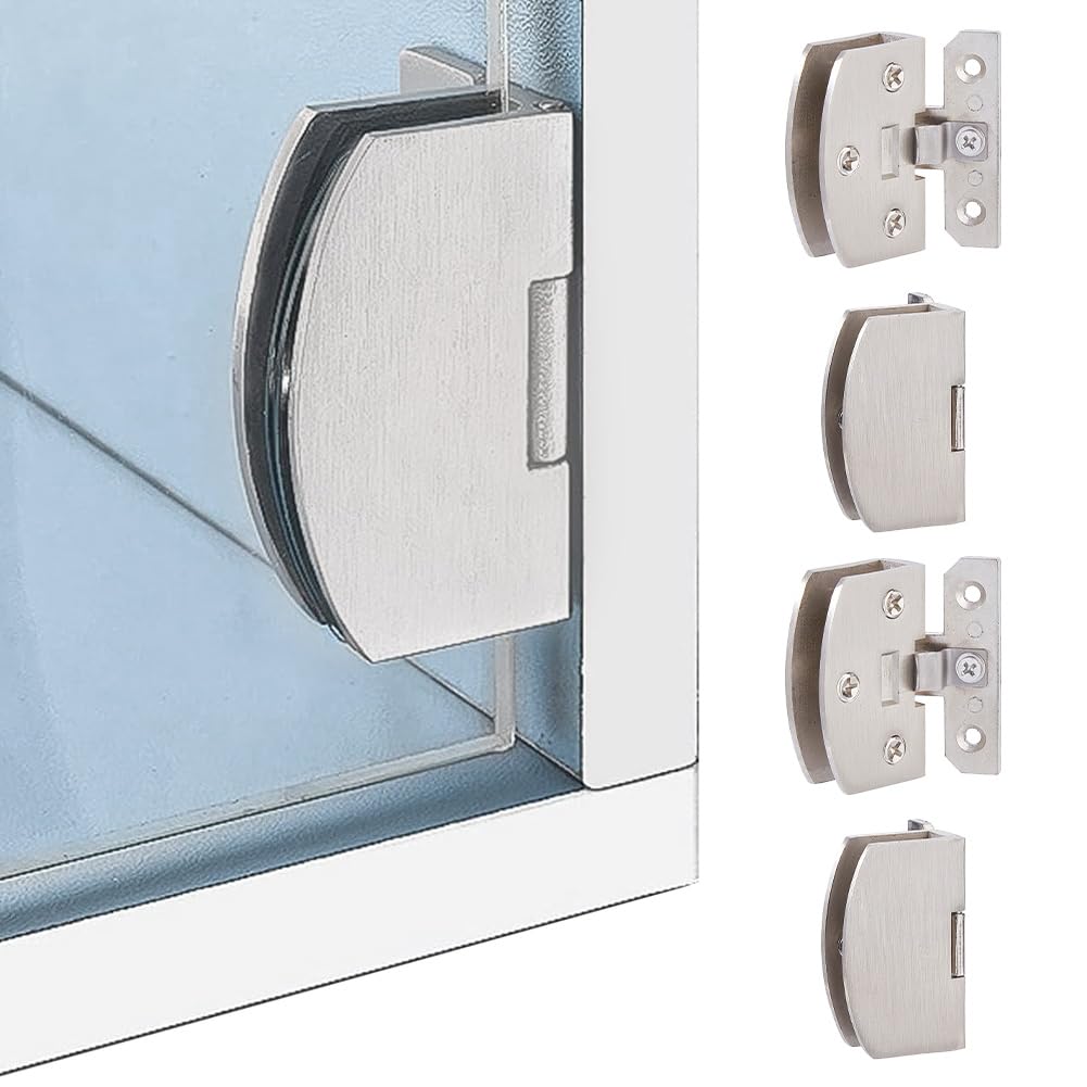 DICOSMETIC Lot de 6 charnières de porte en verre sans perçage - En alliage de zinc - Sans cadre - Adaptable - Platine - Pour armoire, vitrine - 46,5 x 56 x 29 mm