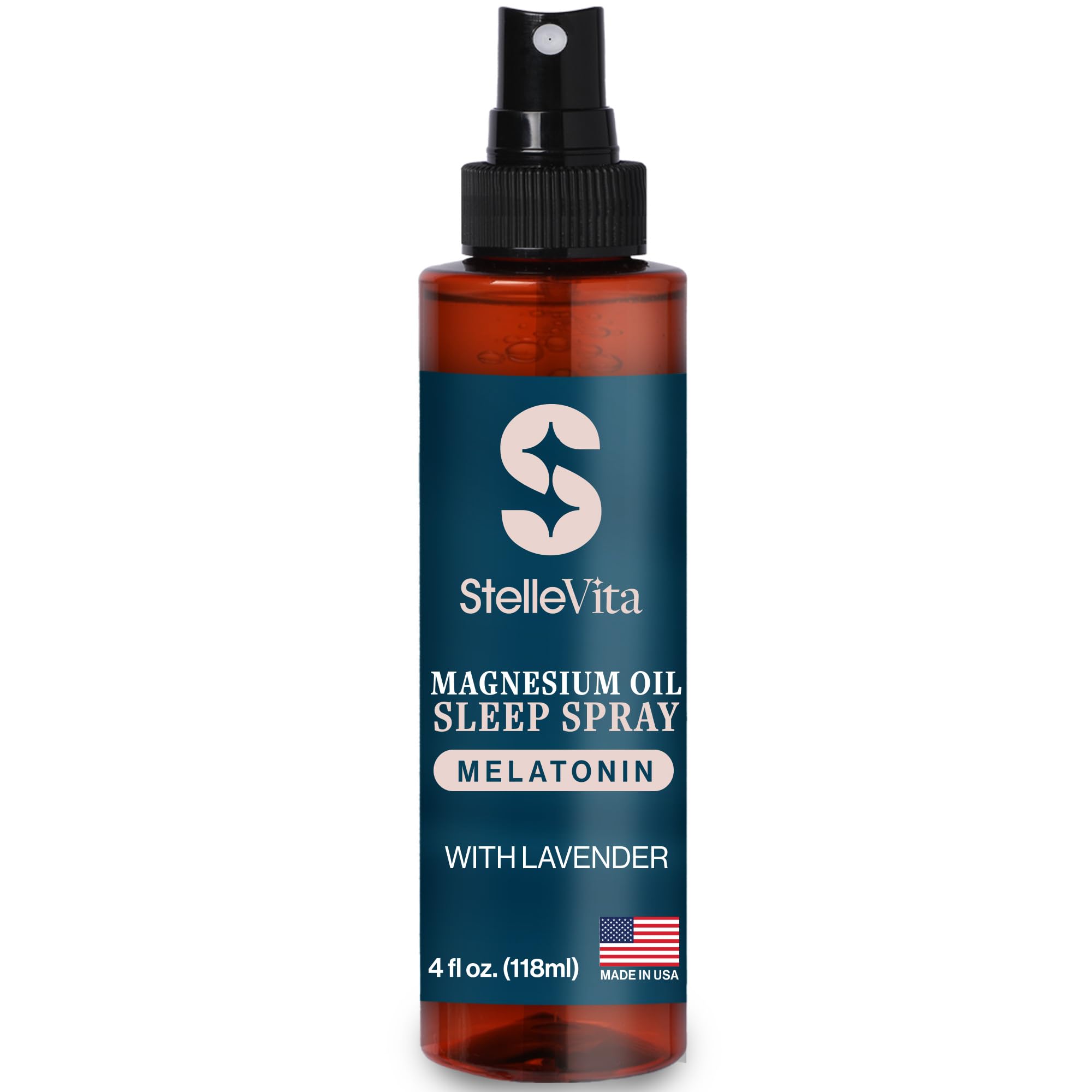 StelleVita Magnesium Oil with Melatonin Sleep Spray and Lavender 4 oz – Topical Melatonin & Magnesium Spray for Feet, Sleep and Relaxation 100%